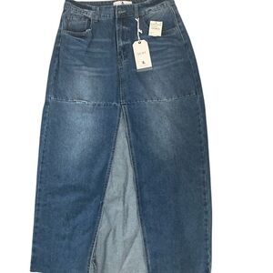 Flying Angel Denim Maxi Skirt